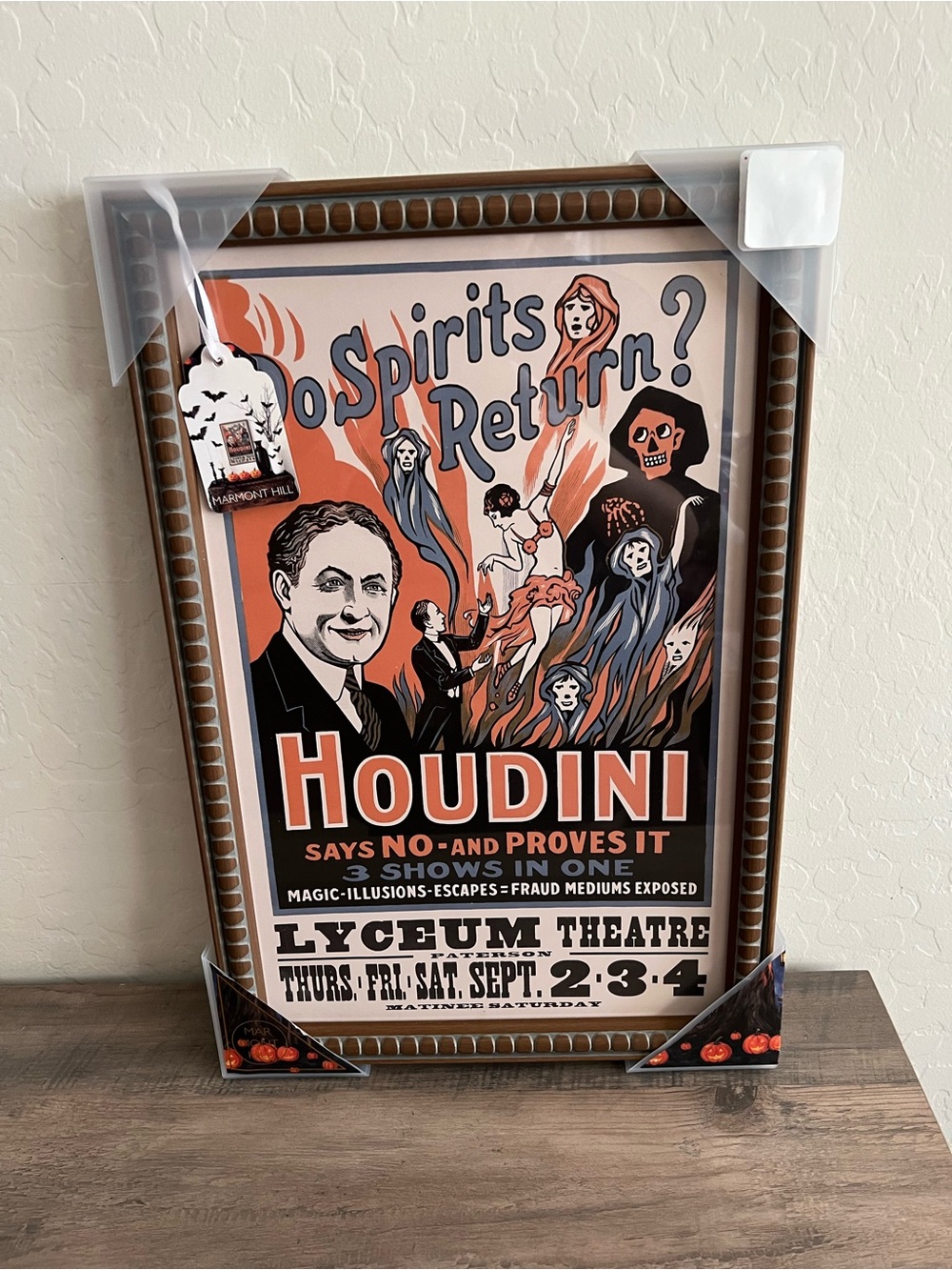 Marmont Hill Houdini Do Spirits Return Vintage Halloween Glass Framed Wall Ar